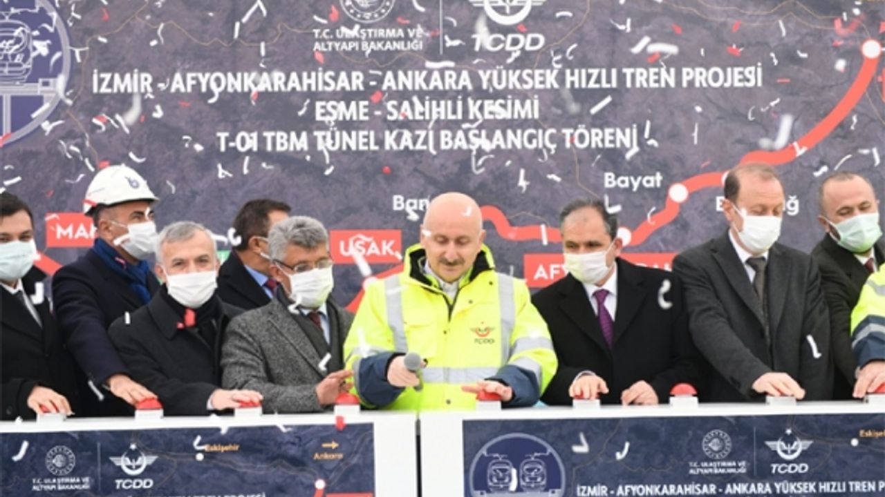 Ankara-Uşak-İzmir hızlı tren hattı projesinde yeni bir tünel inşa ediliyor