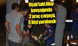 Uşak'taki Akar kavşağında 2 araç çarpıştı, 6 kişi yaralandı