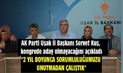 AK Parti Uşak İl Başkanı Servet Kuş, kongrede aday olmayacağını açıkladı