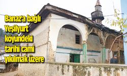 Banaz'a bağlı Yeşilyurt köyündeki tarihi cami yıkılmak üzere