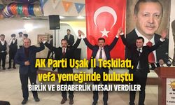 AK Parti Uşak İl Teşkilatı, vefa yemeğinde buluştu