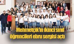 Mehmetçik'in ikinci sınıf öğrencileri ebru sergisi açtı