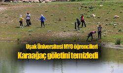 Uşak Üniversitesi MYO öğrencileri Karaağaç göletini temizledi