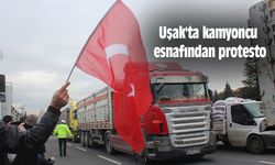 Uşak'ta kamyoncu esnafından protesto
