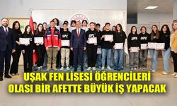 Uşak Fen Lisesi öğrencileri arama ve kurtarma sertifikalarını aldı