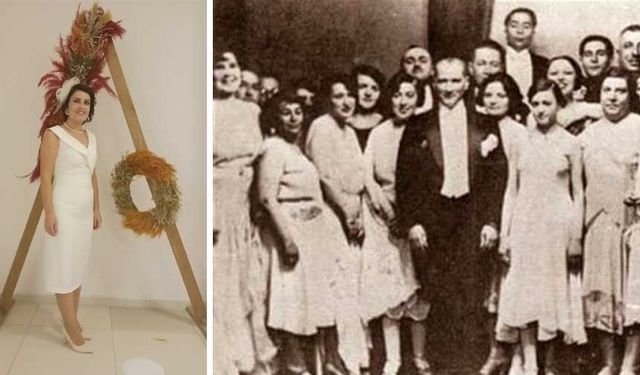 Eğitim İş'in kadın yöneticisinin kıyafeti Atatürk'ün  devrim yaptığı yılları çağrıştırdı!