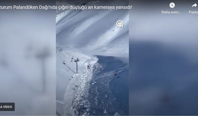 Erzurum Palandöken Dağı'nda çığın düştüğü an kameraya yansıdı!